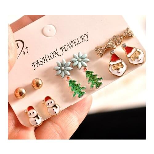 Ladies, girls, boys, Christmas trees, snowmen, Santa Claus earrings, individual and versatile fashion accessory earrings