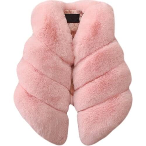 Fashion Warm Thick Colorful Children Girls Faux Fur Vest Autumn Winter Children Waistcoats Outerwear Baby Girl Christmas Clothes