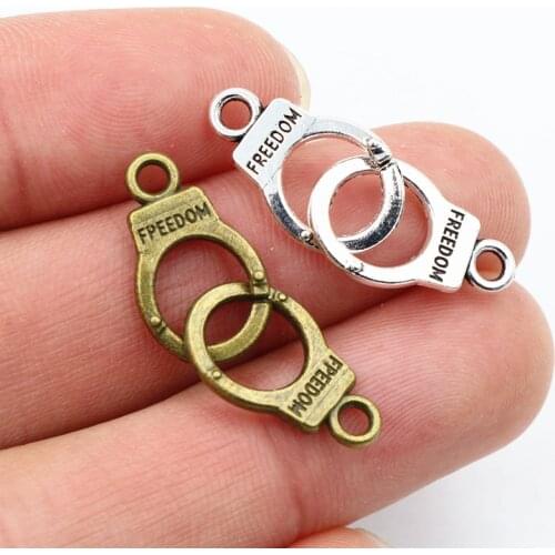 10pcs Charms Handcuffs Freedom 30x10mm 42x15mm Making Pendant fit,Vintage Bronze Tibetan Silver color,DIY Jewelry Supplies
