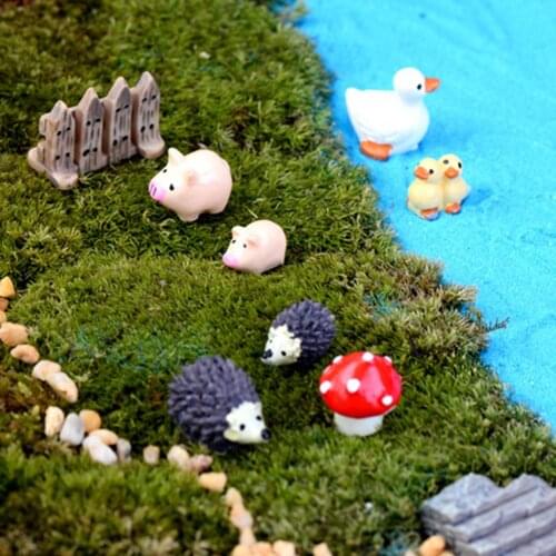 3Pcs DIY Resin Dollhouse Miniature Simulation Cute Cartoon Animal Mini Ornaments Fairy Garden Ornaments Figurines Toys