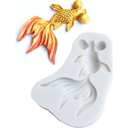 3D GoldFish Fondant Cake Mold Silicone Mold for Sugar Paste Flower Marzipan Modelling Paste Cake Mould Decorative Tool
