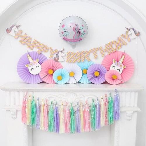 5Pcs/Pack Rainbow Paper Iridescent Tassel Garland Paper Banner For New Year Wedding Birthday DIY Party Hanging Decor Suppliers