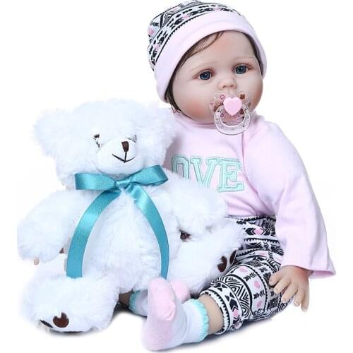55CM cuddly adorable sweet face reborn baby girl doll full silicone vinyl body high hand rooted hair Christmas Gift