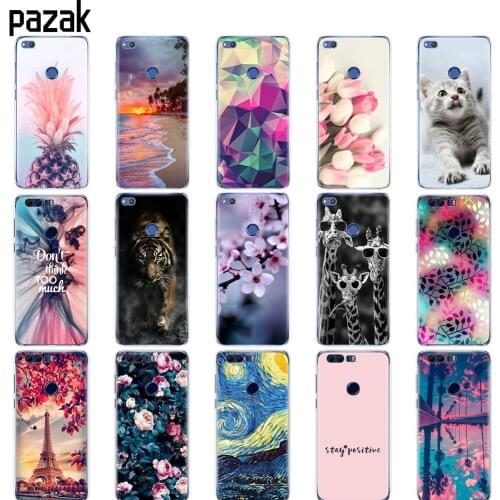 Case for huawei honor 8 lite case coque soft tpu silicon back cover on for honor 8 copas 360 full protective bumper cute cat