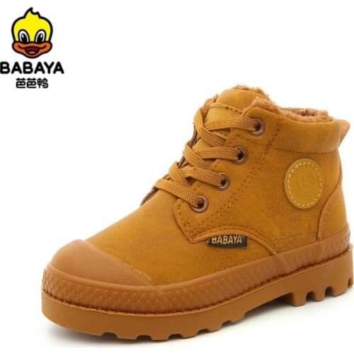 Babaya Boys Cotton-Padded Shoes Winter Plus Velvet Thickening Children Boots Warm 2020 Martens Boots for Girls Winter Shoes Kids