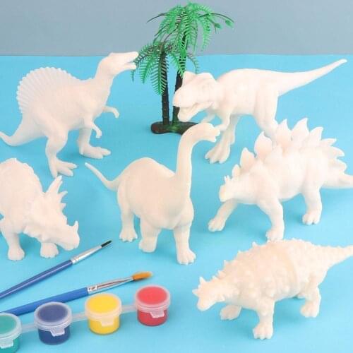 DIY Painted Color Dinosaur White Mold Watercolor Painting Game Toy Dinosaur And Interactive Education Science Figur Parent- G8X6