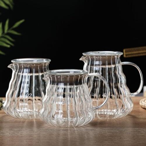 Stripe New Style 300ml/500ml/700ml High Temperature Coffee Pot Hand Coffee Pot Coffee Filter Cup Coffee Set Coffee Sharing Pot