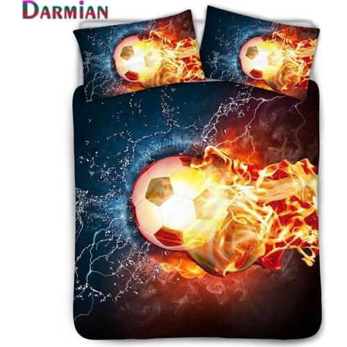 DARMIAN Trend Flame Football Printed Fashion Student Dormitory Quilt Cover and Pillowcase Three-piece Set Bedding Customizable