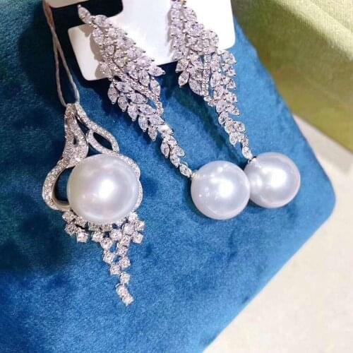 D127 Fine Jewelry S925 Sterling Silver Nature Fresh Water White Pearls 10-12mm Females Jewelry Sets for Women FIne Jewelry Sets