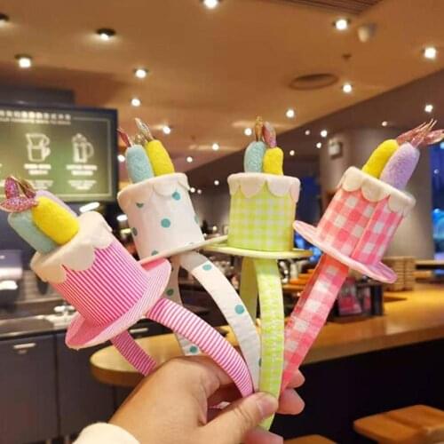 Creative Cake Shape Headband Cute Decorative Skin-friendly Kid Headband Cake Shape Baby Crown Hat for Birthday Photography Props