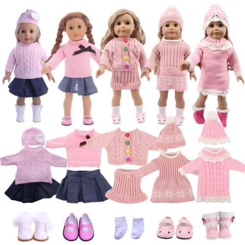 Doll Clothes Pink Hooded Sweater Fit 18 Inch American&43 CM Baby Doll Clothes Accessories,Girls Toys,Generation,Birthday Gift