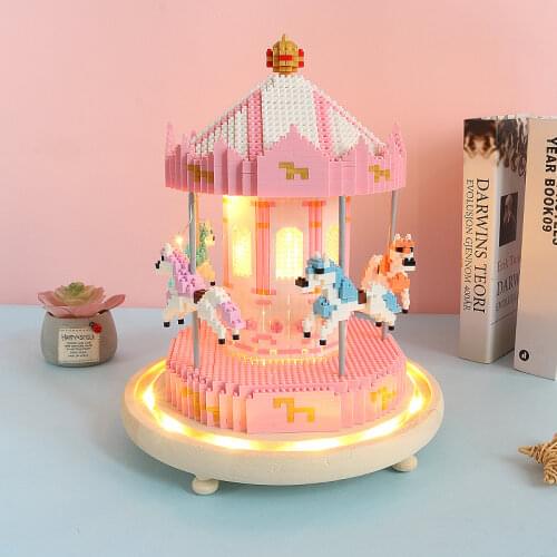 Doll Machine Carousel Birthday Cake Flamingo Hot Air Balloon Unicorn Ice Cream Cart Diamond Building Blocks Kids Childrens Toys