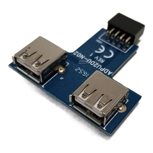 Motherboard USB 2.0 9Pin Female to 2 Port A Female Adapter Converter PCB Board Card Extender Internal PC Case