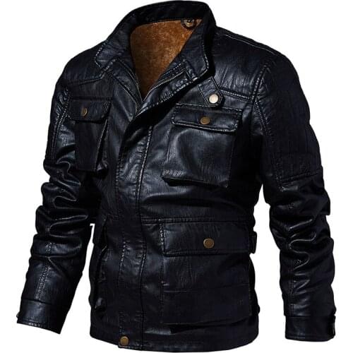 Mens Warm Jacket Winter Motorcycle Leather Jacket Windbreaker Hooded PU Jacket Male Outwear Waterproof Jackets And Coats For Men