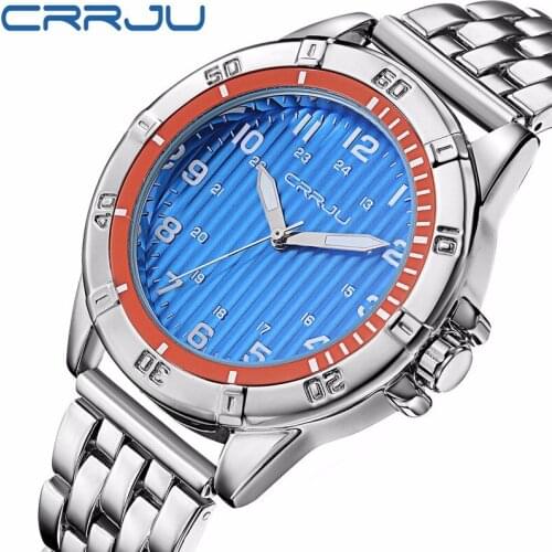 CRRJU Japan Movement Mens Sports Quartz Watches Male Clock Brand Luxury Stainless Band Waterproof Wristwatch Relogio Masculino