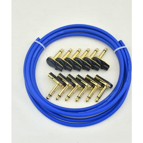 DIY guitar Pedalboard Effects Bulk patch Cable kit 10ft 12 Mono Plugs For Effect Pedal in Blue