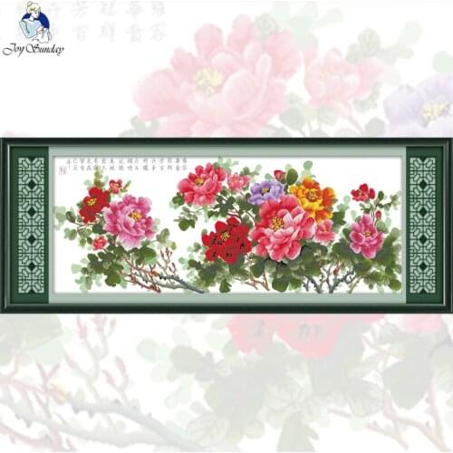 GG Peonys Verve Chinese Flowers Design Drawing Sets Embroidery Cross Print Canvas Cross Stitch Kits for Home Decor Wholesale