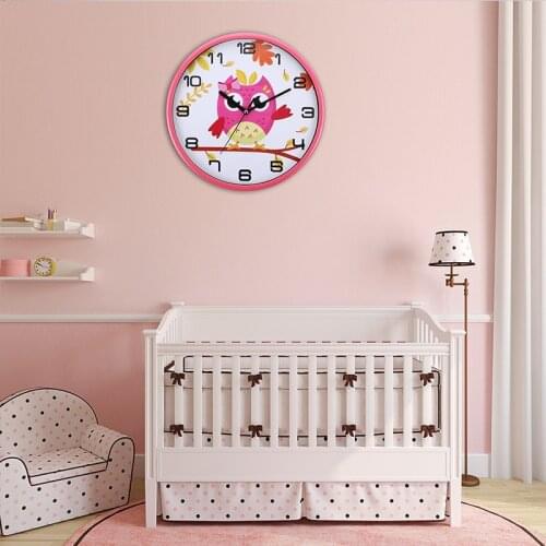 Bird Pink Wall Clock Cartoon for Children Room Creative Reloj de pared Mute Watch Baby Boy Girl Kindergarten Decoration Bedroom