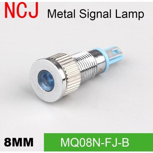 NCJ 8mm LED Signal lamp Indicator Metal signal lamp Warning light pilot light boat light dashboard car 3V 6V 12V 24V 110V 220V