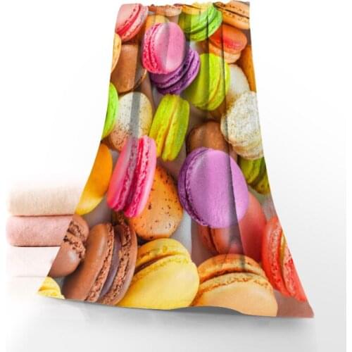 New Custom Sweets Macaron Towel Printed Cotton Face/Bath Towels Microfiber Fabric For Kids Men Women Shower Towels 70X140cm