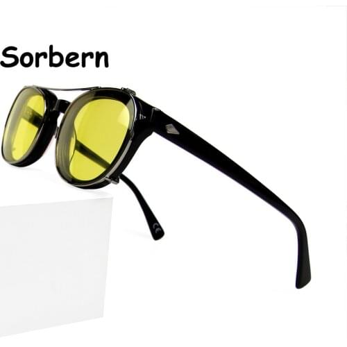 Acetate Optical Glasses Frame Men With Clip On Sunglasses Polarized Brand Vintage Round Sun Glasses For Women Occhiali Da Sole