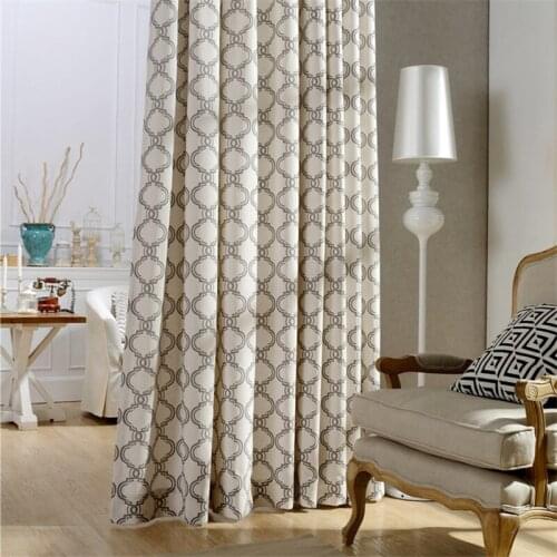 Moroccan Tile Print Curtains for Living room Bedroom,Flax Textured Geometric Lattice Linen Drapes Dining Window Treatments Decor