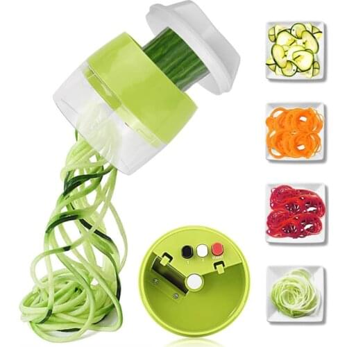 Portable Vegetable Spiralizer Slicer 4 in 1 Zucchini Spaghetti Zoodle Maker Veggie Spiralizer Peeler Adjustable Handheld