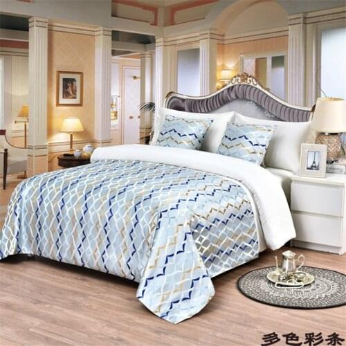Colorful Lines Bed Spread High-grade European Blue Khaki Bed Runners Home Bedding Decoration Flower Bed Spreads Pillow Cases
