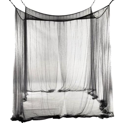 Promotion! 4-Corner Bed Netting Canopy Mosquito Net for Queen/King Sized Bed 190*210*240cm (Black)