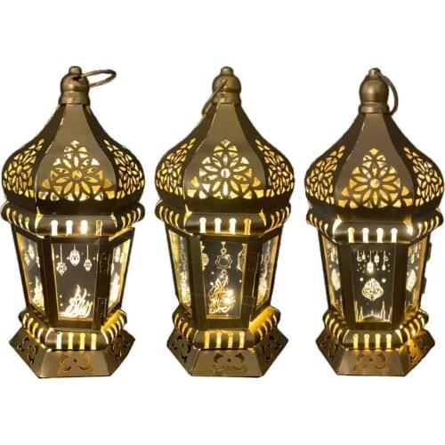 Q9QF 1Set Iron Ramadan Decorative Light Hanging Candle Lantern for Home Room Patio Festival Decorations Gifts Candle Holder