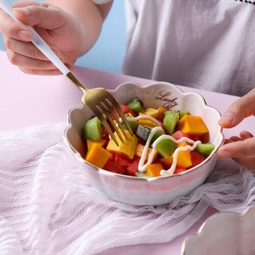 Rainbow Ceramic Gold Inlay Dinner Plate Sakura Bowl Porcelain Food Container Dinnerware