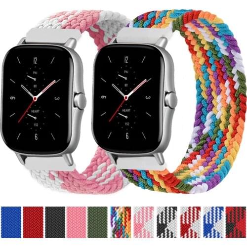 Fabric Braided Solo Loop Strap For Xiaomi Amazfit Bip S/Bip U Lite Smart Watch 20MM Nylon Elastic Band For Amazfit GTS/GTS2 Mini