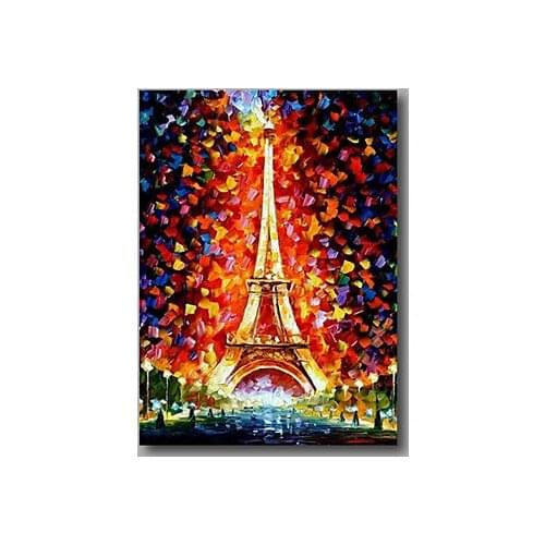 Hand Painted Canvas Wall Art Cityscape Eiffel Tower Landscape Oil Paintings on Canvas Wall Art for Home Decorations Wall Decor