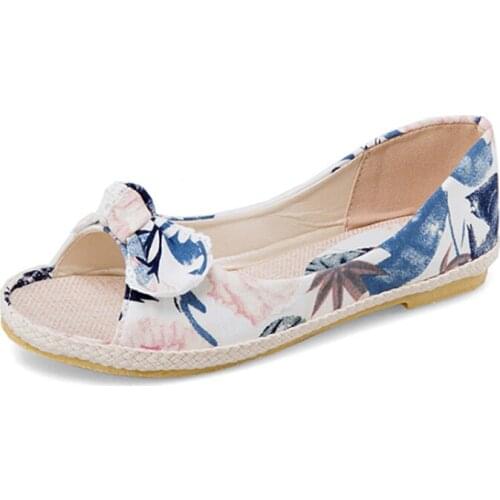 Summer womens shoes single shoes sandal cloth shoes fish mouth flat non-slip breathable comfortable lazy shoes