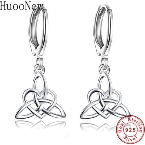 Real 925 Silver Infinity Geometric Heart Triangle Interlinked Bead Hoop Earring Piercing Pendientes Boucles Doreilles For Women