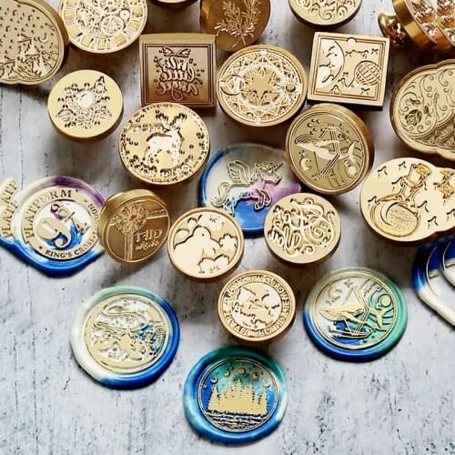 Wax Seal Stamp Head Retro Antique Sealing Wax Scrapbooking Stamps Head Wedding Decorative Wood Handle With Love Map Tree Flower