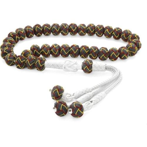 Tesbihane Handwork Sphere Cutout Wrist-Length Yellow-Red 1000 Sterling Silver Kazaz Rosary