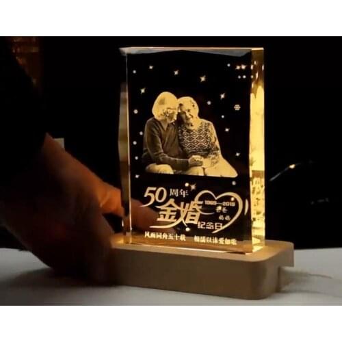 TOP COOL festival Birthday present gift box BEST lover wife mother grandpa Golden wedding photo Custom photo 3D Crystal statue