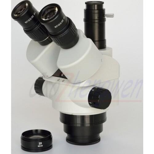 FYSCOPE 7X-90X Simul-Focal Trinocular Zoom Stereo Microscope Head Inspection Microscope White and Black color scope