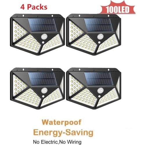 100LED Solar Lights Power Solar Motion Sensor Outdoor Light,Solar Powered Wireless Waterproof Exterior Security Wall Light Desig