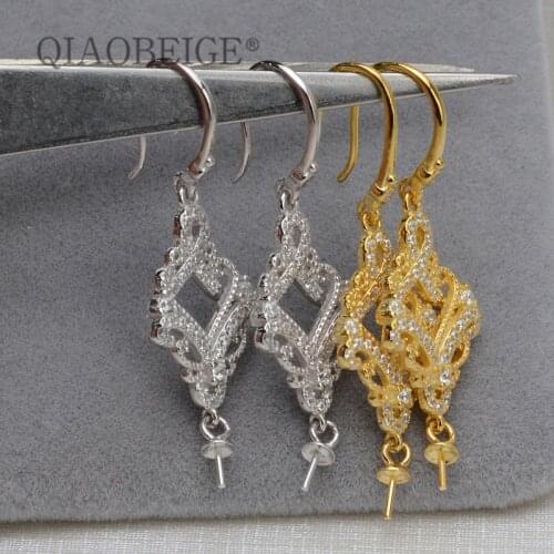 QIAOBEIGE DIY Sliver 925 Vintage Earrings for women earring 2019 Silver earing Hanging fashion jewelry making handmade