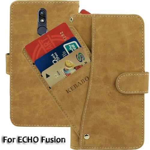 Vintage Leather Wallet ECHO Fusion 6'' Case Flip Luxury Card Slots Cover Magnet Stand Phone Protective Bags