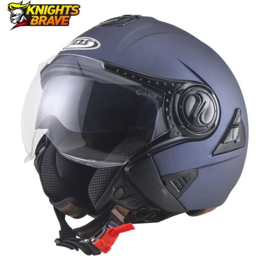 Vintage Motorcycle Helmet Double Lens Retro Casco Moto Open Face Scooter Racing Helmet Capacete Casque Scooter Motorbike Helmet