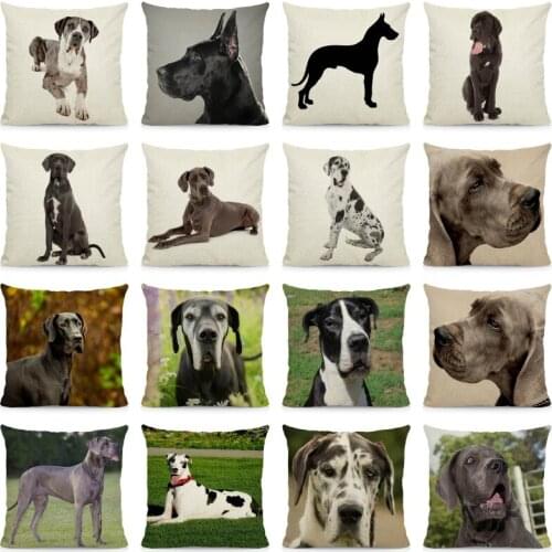 XUNYU Cute Great Dane Cushion Cover Dog Pillow Case Home Decoration Sofa Decor 45x45cm DWG030