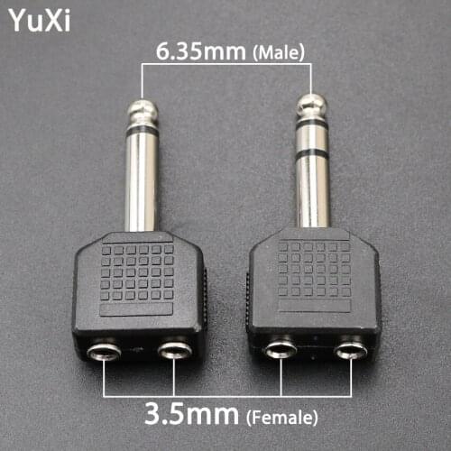 YuXi Portable Durable 6.35 Male To Double 3.5 mm Female Stereo Adapter Plug Headphone Adapter Plug Terminals Audio Plug