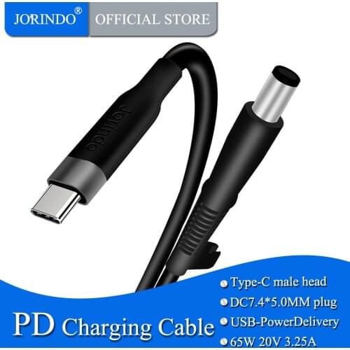 JORINDO Dc usb type ca 7.4*5.0 mm with pin male plug converter usb c pd charging cable for HP 19v laptop power adapter