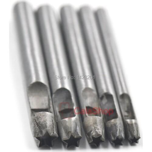 1 Set / Lot 4mm 5mm 6mm 7mm 8mm Hollow Puncher Punch Hole Leather Craft Belt Gasket Cutter Tool Wallet Bag Stars Shape