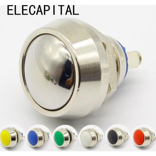 1pcs 12mm Waterproof Momentary Round Stainless Steel Metal Push Button Switch Car Start Horn Speaker Bell Automatic Reset