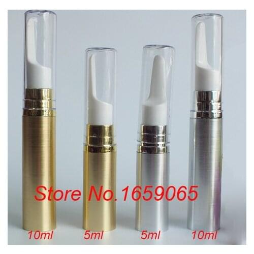 10ML silver/gold body long press pump airless eyecream Refillable bottle white mouth&clean Lid lotion bottle Cosmetic Packaging