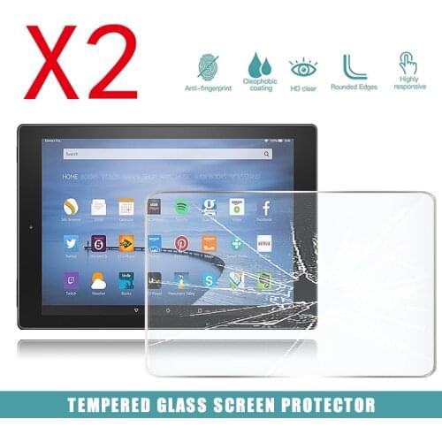 2Pcs Tablet Tempered Glass Screen Protector Cover for Amazon Fire HD 10 (2017/2019) With Alexa Breakage Tempered Film